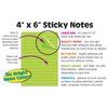 Better Office Products Lined Sticky Notes, 4in.x6in. 500 Shts 50/Pad, Self Stick Notes with Lines, Bright Colors, 10PK 66463